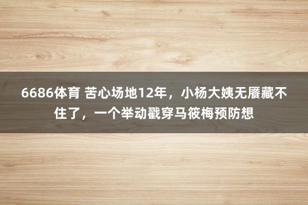 6686体育 苦心场地12年，小杨大姨无餍藏不住了，一个举动戳穿马筱梅预防想