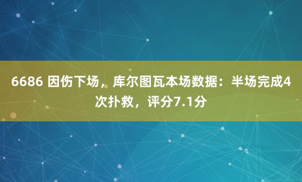 6686 因伤下场，库尔图瓦本场数据：半场完成4次扑救，评分7.1分