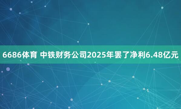 6686体育 中铁财务公司2025年罢了净利6.48亿元