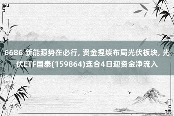 6686 新能源势在必行, 资金捏续布局光伏板块, 光伏ETF国泰(159864)连合4日迎资金净流入