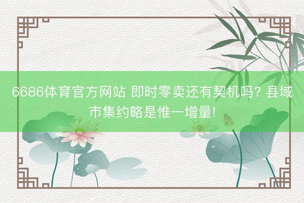 6686体育官方网站 即时零卖还有契机吗? 县域市集约略是惟一增量!