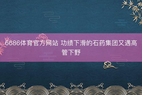 6686体育官方网站 功绩下滑的石药集团又遇高管下野
