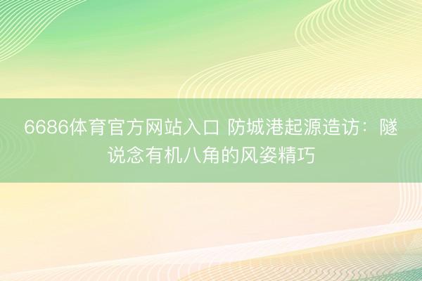 6686体育官方网站入口 防城港起源造访：隧说念有机八角的风姿精巧