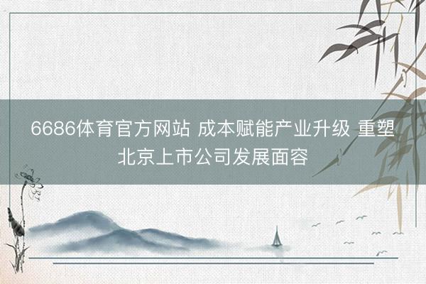 6686体育官方网站 成本赋能产业升级 重塑北京上市公司发展面容